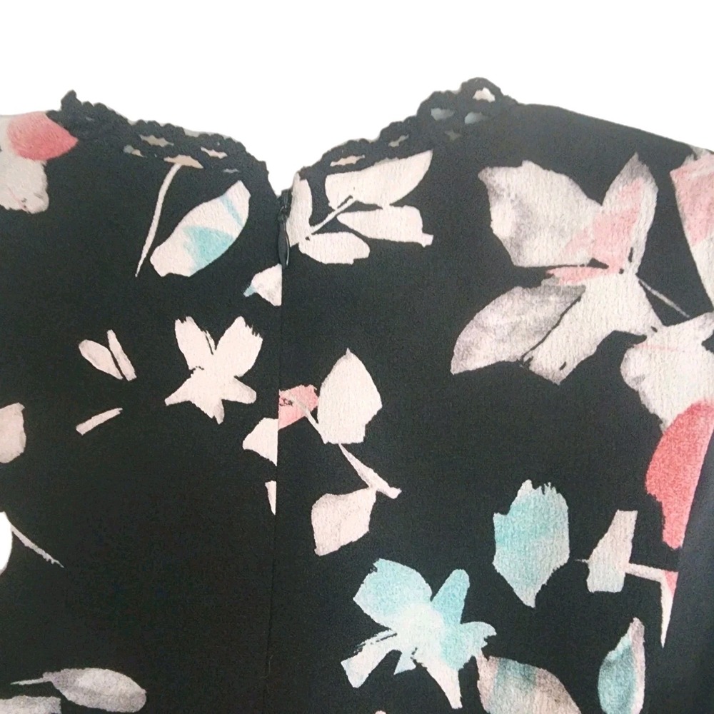 Dress the Population Dress S Asymmetrical Hem Navy Pink Floral Parties Salsa - Picture 3 of 10
